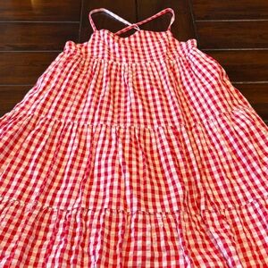 Red and White Gap kids Gingham Tiered Sundress with Spaghetti Straps